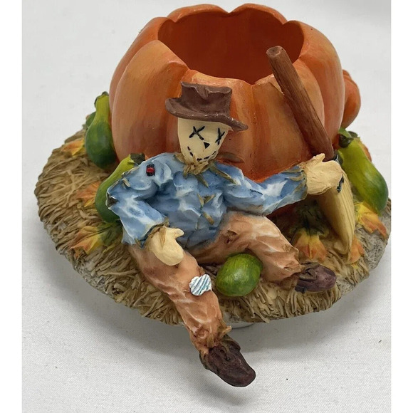 S'Toppers Pumpkin and Scarecrow Candle Capper 4” Ceramic Fall - Picture 12 of 12